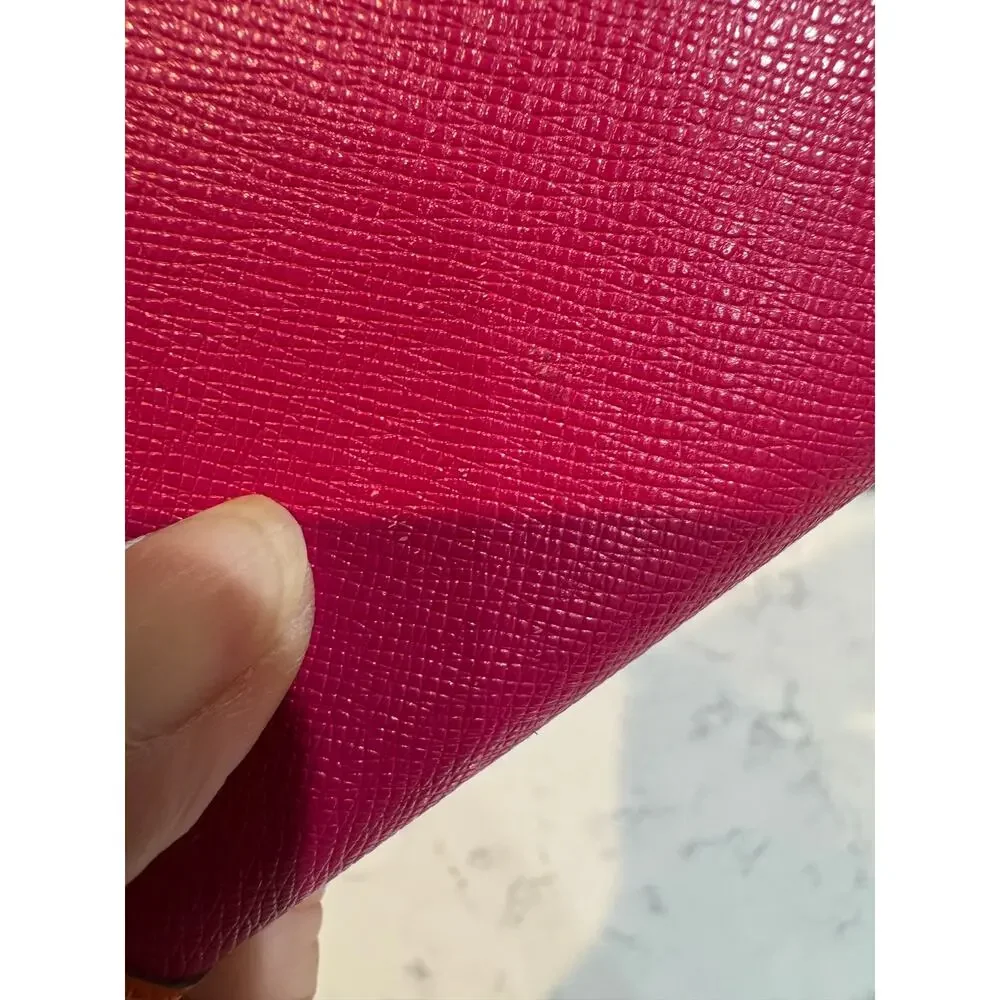 Michael Kors Saffiano Leather Envelope Carryall Wallet pink orange vibrant